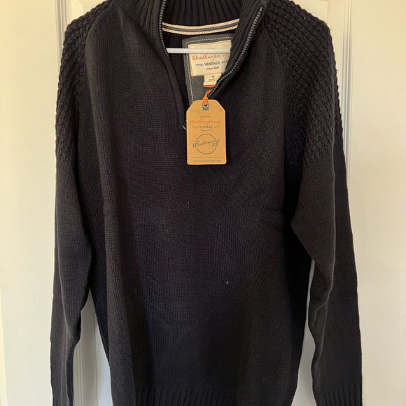 Weatherproof Vintage Men’s Quarter Zip Navy Sweater - Picture 4 of 5